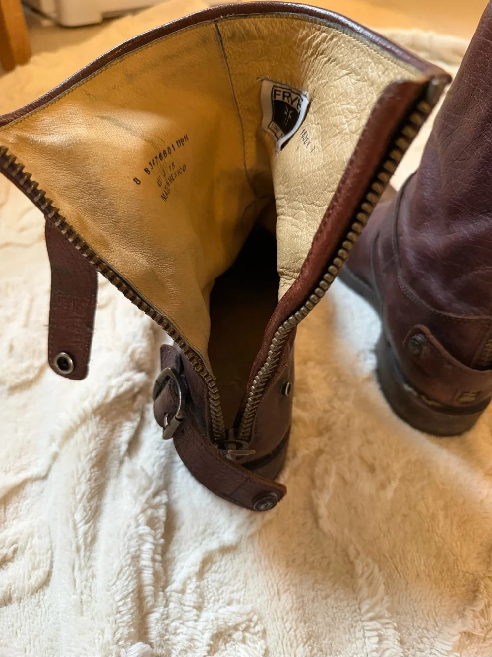 Frye Brown Leather Women's Mid-Calf Engineer Boots